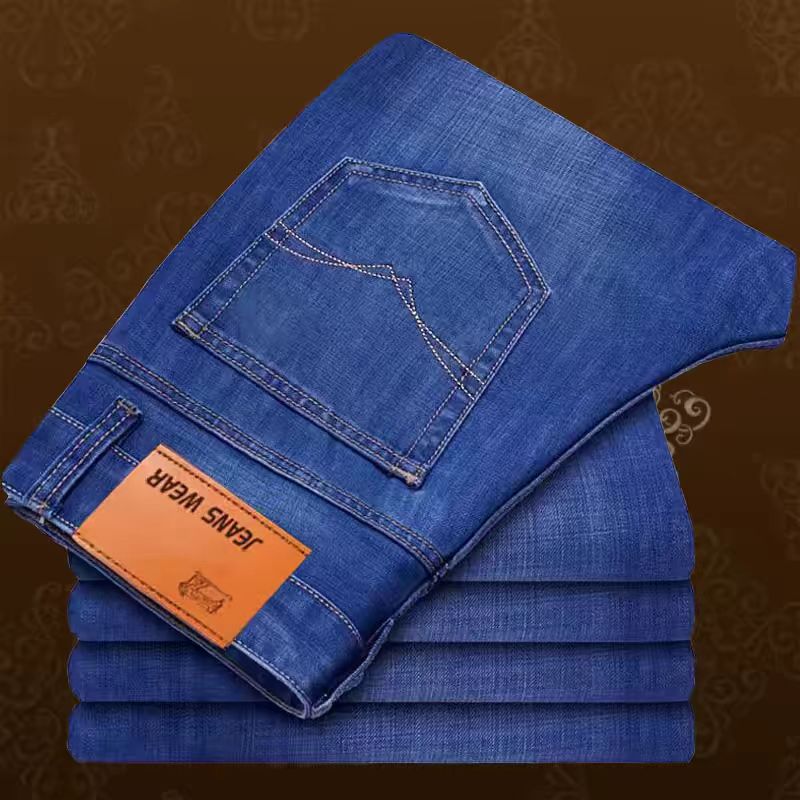 2025春夏新款弹力男士牛仔裤男装宽松直筒高腰大码休闲干活男裤子
