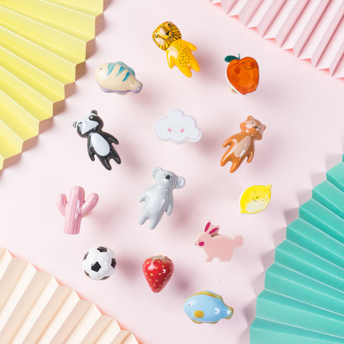 黄铜轻奢儿童房卡通可爱云朵月亮星星陶瓷橱柜门衣柜抽屉拉手把手 - 图1