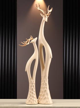 招财鹿细长竖高艺术品摆件