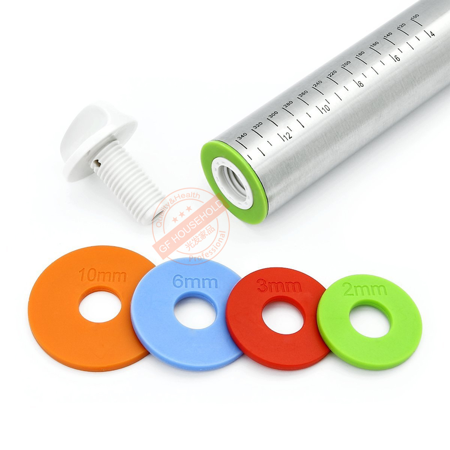 Rolling Pin and Silicone Baking Pastry Mat Set不锈钢擀面杖垫 - 图2