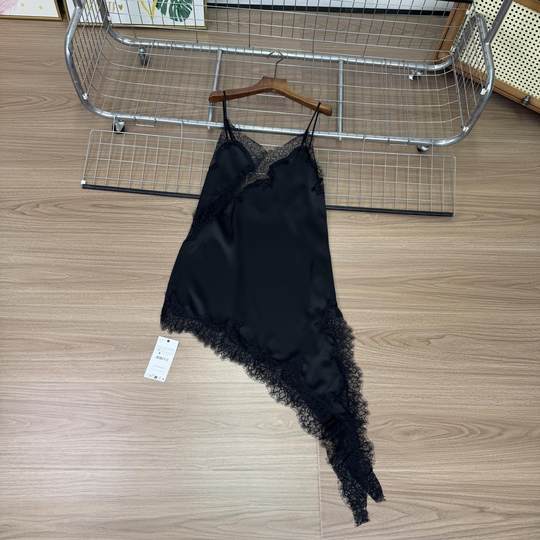 WMXZ summer new women's sexy style V-neck sleeveless silk satin texture lace asymmetric dress 5919200