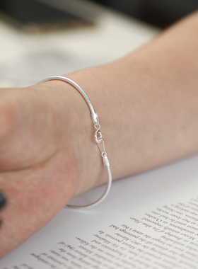 jutian简约冷淡风s925女银饰手链