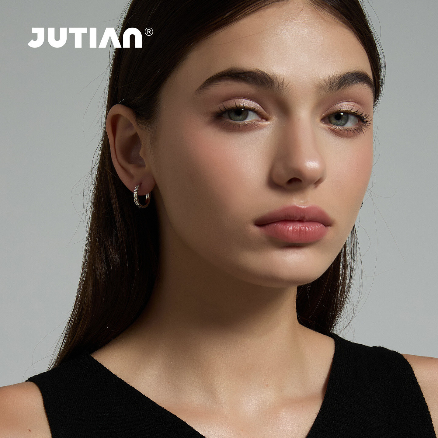 JUTIAN S925纯银碎冰冰耳扣轻奢爆闪简约高级感耳圈耳环女新款,淘宝优惠券,粉丝福利购,淘宝优惠卷