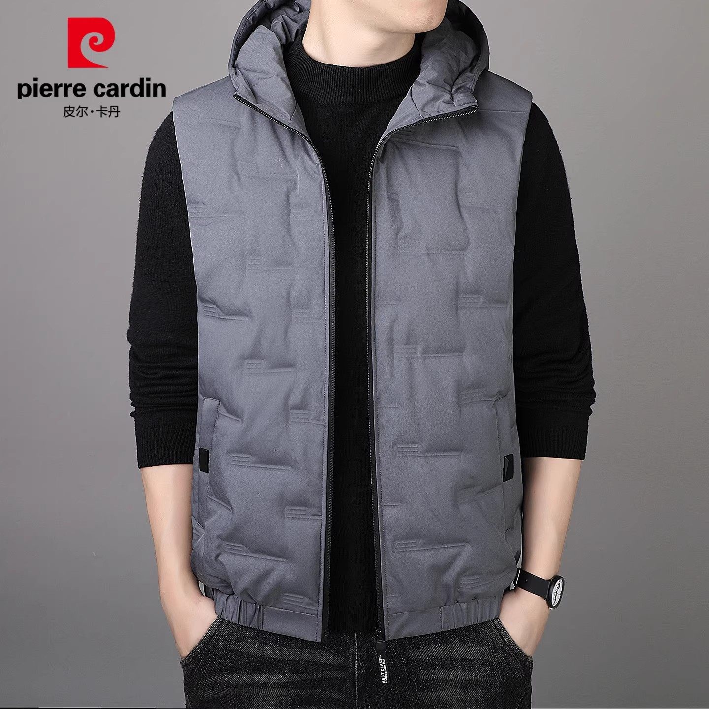 皮尔卡丹连帽棉服马甲男士潮流痞帅保暖坎肩冬季新款休闲外套男装,淘宝优惠券,粉丝福利购,淘宝优惠卷