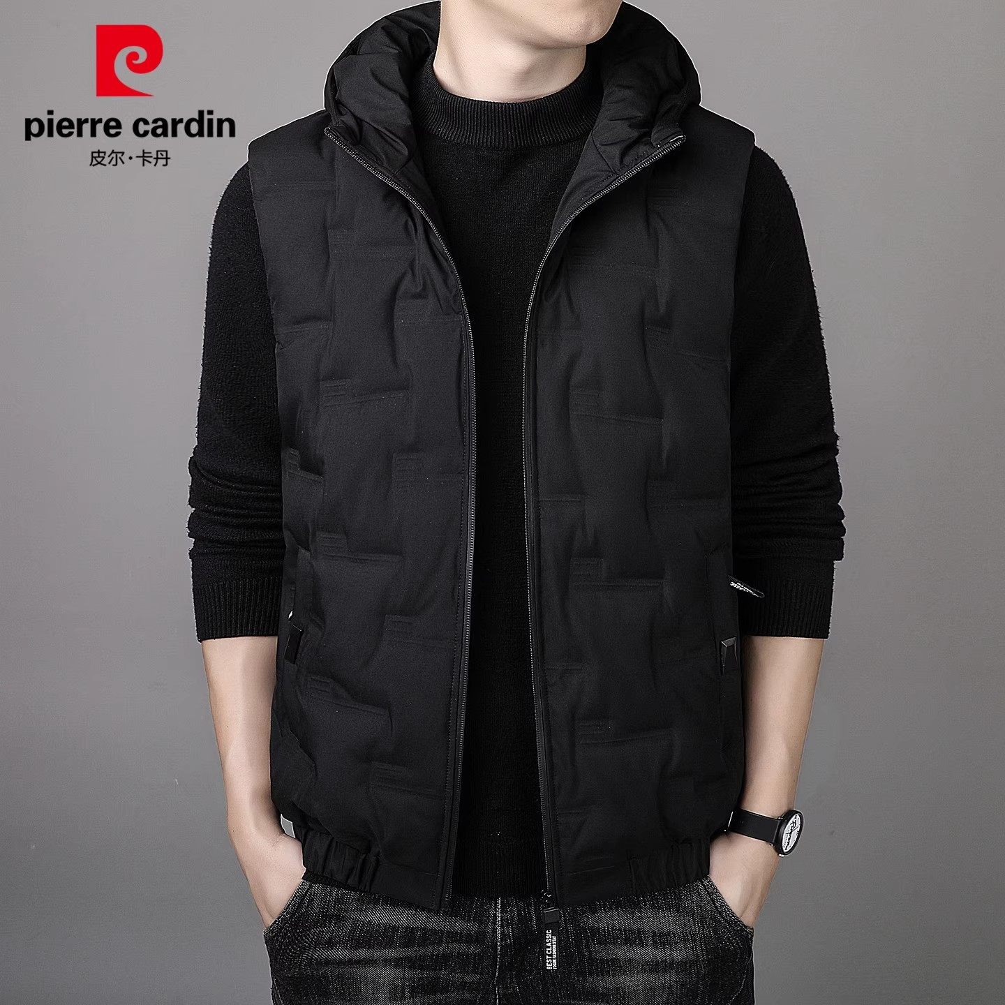 皮尔卡丹连帽棉服马甲男士潮流痞帅保暖坎肩冬季新款休闲外套男装,淘宝优惠券,粉丝福利购,淘宝优惠卷