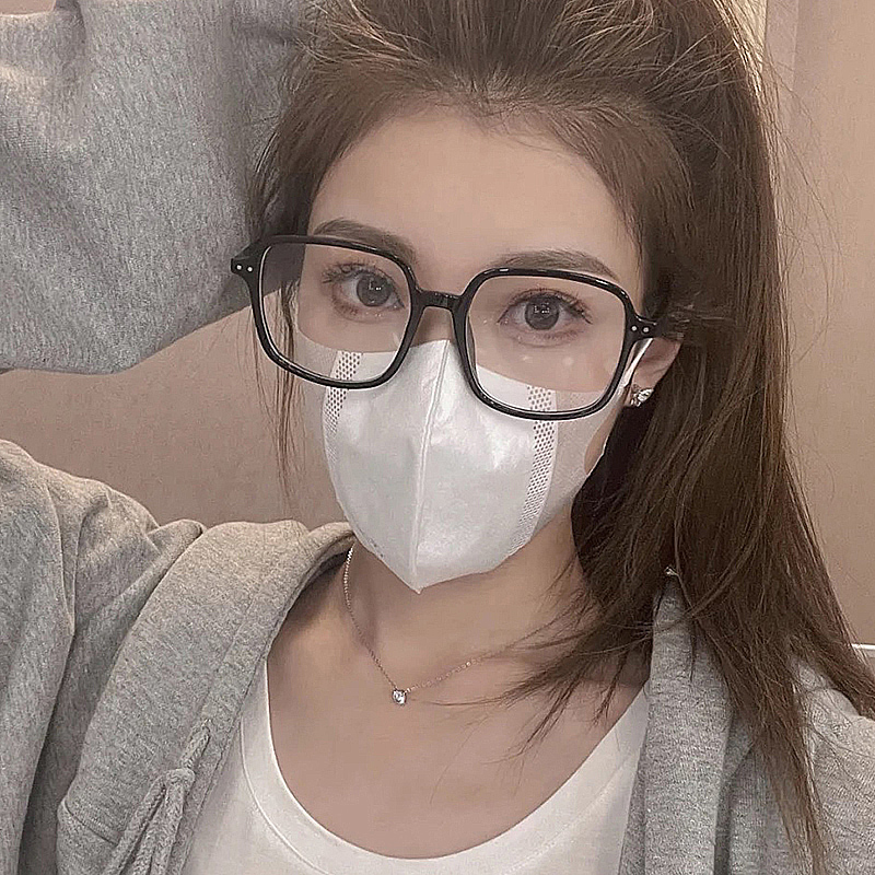 黑框眼镜女近视可配度数防蓝光辐射大框显脸小眼睛框素颜神器平光 - 图0