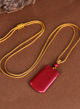 原矿朱砂祥瑞无事牌吊坠高含量紫金红砂本命年护身符吊坠项链批发