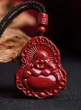 原矿纯正朱砂弥勒佛观音吊坠紫金砂帝王红砂护身符吊坠项链散批发