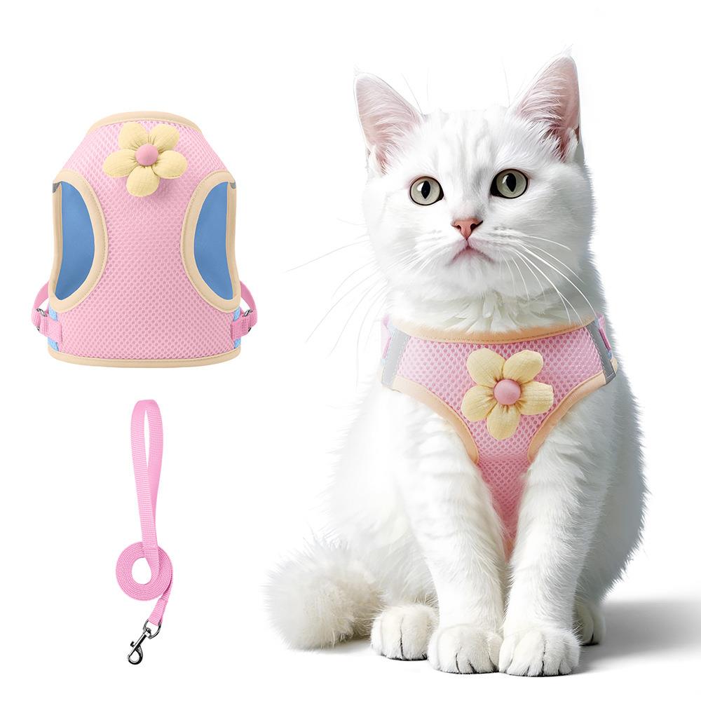 猫咪牵引绳防挣脱外出专用背心式溜猫绳子胸背带宠物狗狗绳不勒脖 - 图2