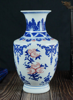 景德镇青花釉里红仿古中式陶瓷花瓶家居客厅装饰工艺品摆件