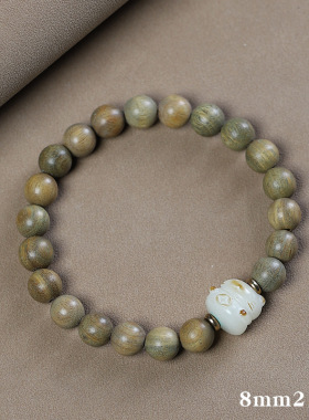 阿根廷绿檀木手串diy手链菩提根炭烧招财猫紫金鼠檀木文玩念珠女