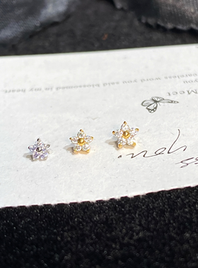 仙人 钛合金“mini花”镀金耳钉九尾狐耳骨钉flat 16g 免摘小鼻嘎