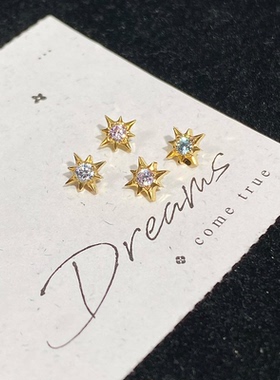 星星钛合金耳钉镀金防过敏