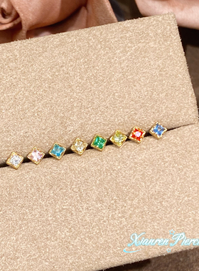 仙人 钛合金“半岛铁盒”3mm镀金耳钉/耳骨钉/唇钉 16g耳钉饰品