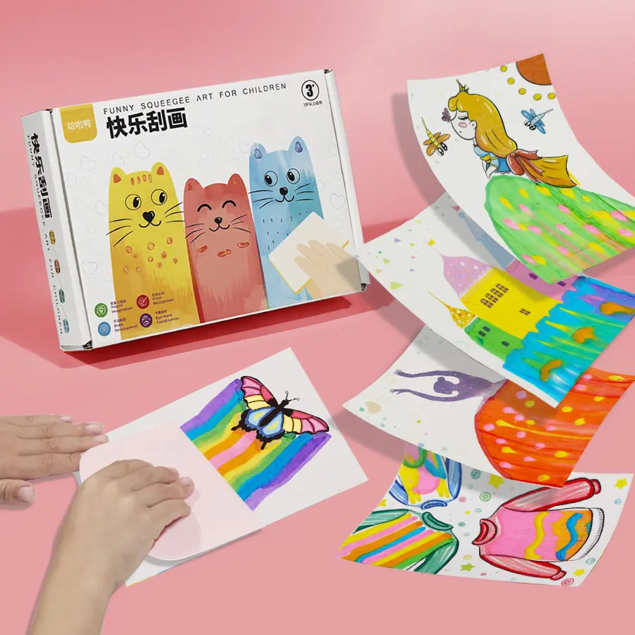 彩虹刮画点彩刮画纸diy儿童手工趣味刮画益智玩具 - 图1