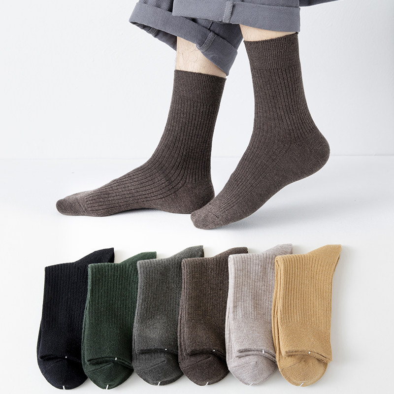 秋季男士中筒纯棉吸汗防臭羊毛袜 趣臣短袜/打底袜/丝袜/美腿袜