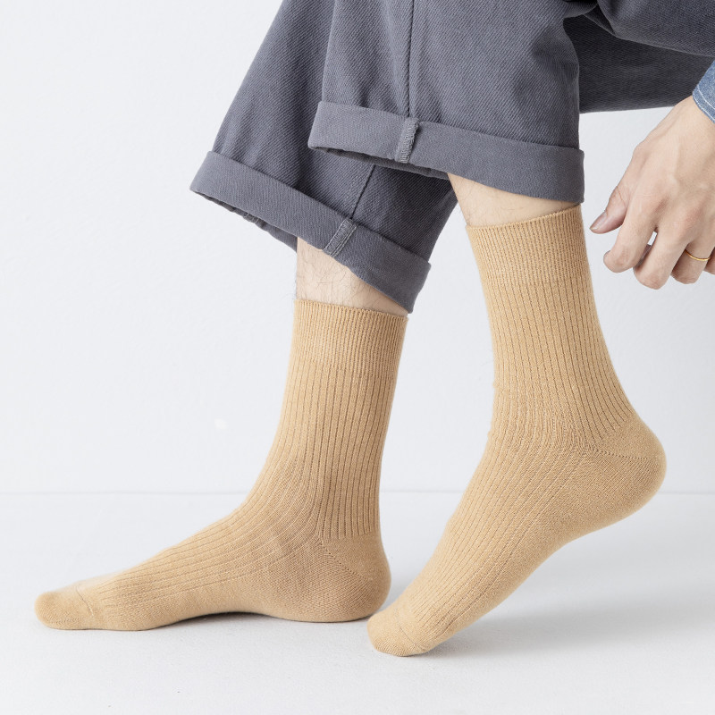 秋季男士中筒纯棉吸汗防臭羊毛袜 趣臣短袜/打底袜/丝袜/美腿袜