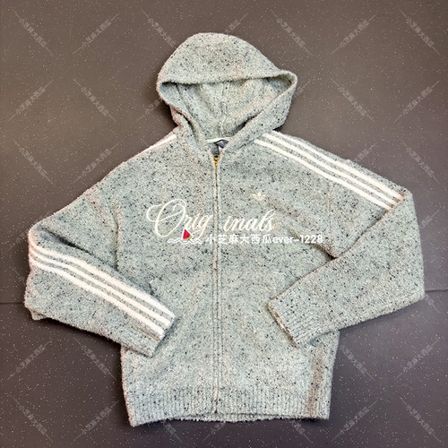 adidas三叶草CNY新年款针织绒面运动连帽夹克外套KT0717KT0718 - 图1