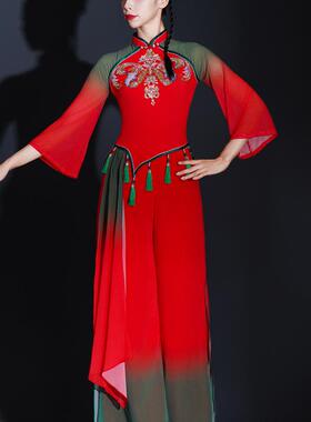 送扇子套装秧歌广场演出服女艺考2025新款服扇子舞古典舞蹈服装飘