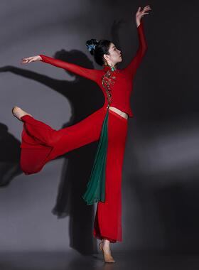 送扇子秧歌服演出服女2025新款夏九儿舞蹈服装打鼓服扇子舞红色喜