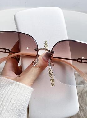 墨镜女款2024新款潮时尚大脸显瘦级感防紫外线防晒无框太阳眼镜