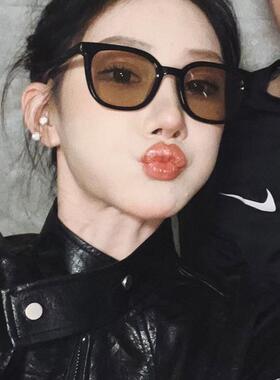 gm黑框茶色墨镜女夏级感2025年新款登山网红款大脸显瘦太阳眼镜