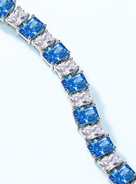 时尚流行S925银渡18K金PT950铂金冰花切高碳钻手链轻奢小众设计