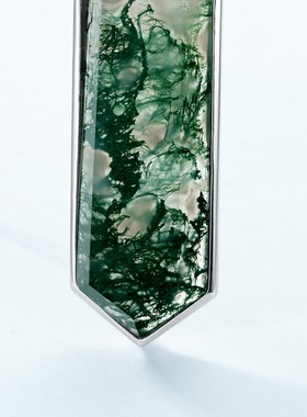 夸张个性简约几何绿苔藓吊坠锁骨链S925银渡18K金PT950铂金项链