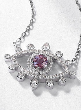 个性时尚S925银渡18K金PT950铂金亚历山大石项链恶魔之眼锁骨链