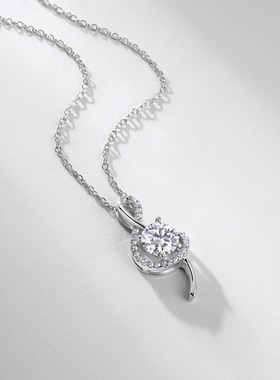 新款优美音符培育红宝项链女S925银渡18K金PT950铂金莫桑钻锁骨链