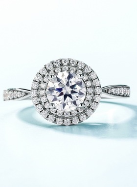 时尚轻奢璀璨莫桑石戒指S925银渡18K金PT950铂金镶嵌D色莫桑戒指