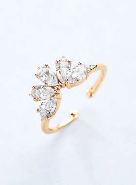 复古宫廷皇冠戒指女S925银渡18K金PT950铂金指环开口百搭可叠戴