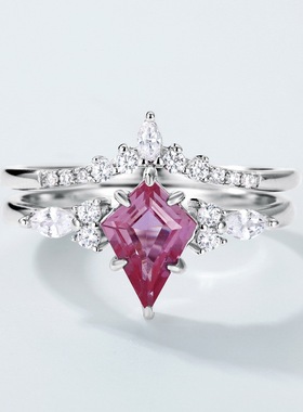 新款简约几何培育亚历山大石戒指时尚流行S925银渡18K金PT950铂金