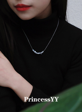 PrincessYY手作极简百搭天然淡水珍珠钛钢项链颈链叠戴小众素链潮