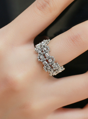 中性男女ins冷淡风串珠开口戒指