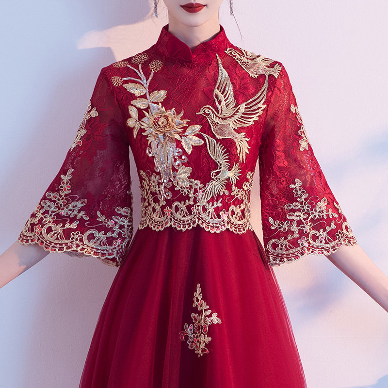 孕妇新娘遮肚中国风旗袍中式敬酒服 瑗婷礼服/晚装