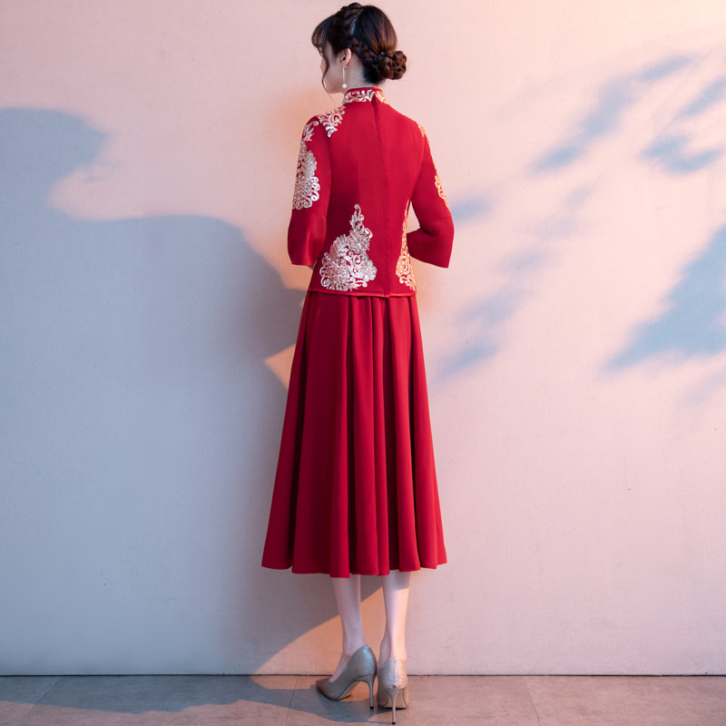 旗袍新娘2021新款中式小个子敬酒服 瑗婷礼服/晚装