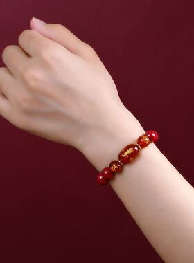 朱砂转运珠手链原矿紫金帝王红砂本命年手串护身符批发生肖缘代发