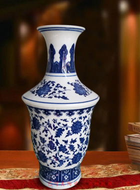 景德镇陶瓷器仿古青花瓷花瓶花插 家居饰品客厅工艺时尚摆件