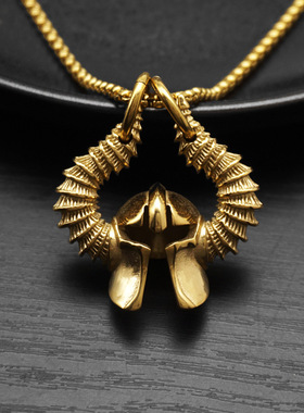 吊坠项链钢牛角维京人头盔男饰品