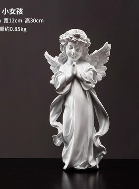 欧式复古少女小天使人物艺术摆件工艺品石膏雕像模型装饰品摆设