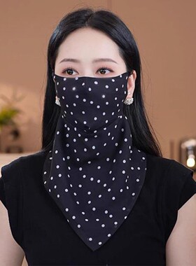 2026春夏新款磁扣防晒面罩丝巾百搭护颈防紫外线围巾薄款透气围脖