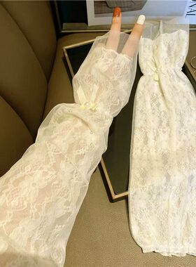 夏天防晒宽松袖套双层蕾丝高颜值爆款女夏季轻薄款户外开车套袖