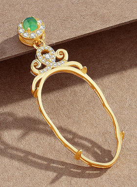 叶子镶嵌玉豪华款白金色现货吊坠