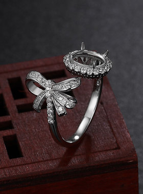 女士纯银豪华款尖底戒托