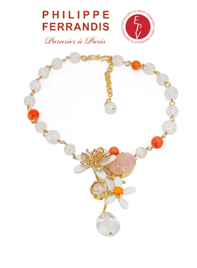 【法国进口】PF菲昂迪斯NER20橙花高定系列珐琅花朵串珠项链Y形链