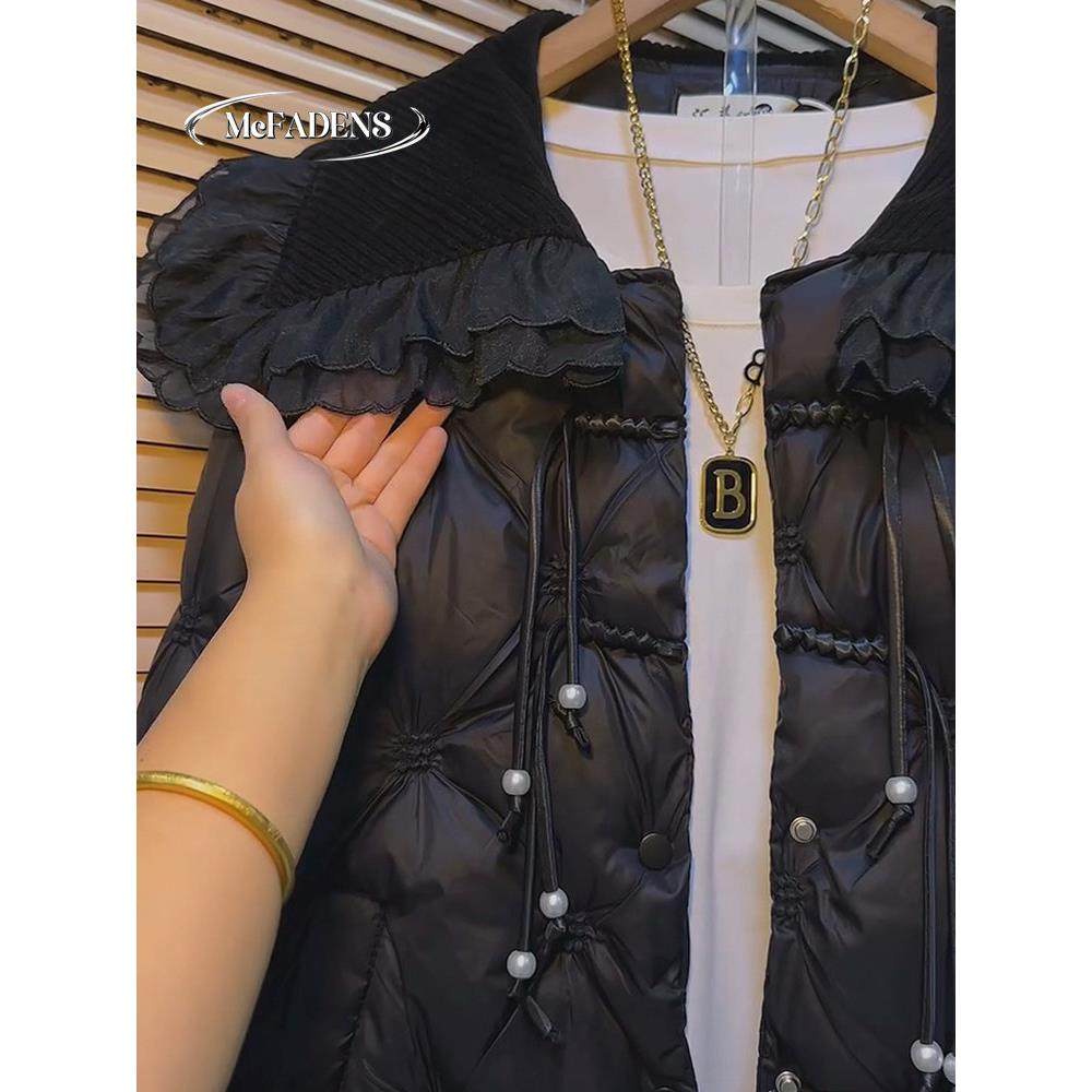 香港欧货时尚重工娃娃领网纱拼接纯色洋气减龄棉服高级感女装外套,淘宝优惠券,粉丝福利购,淘宝优惠卷