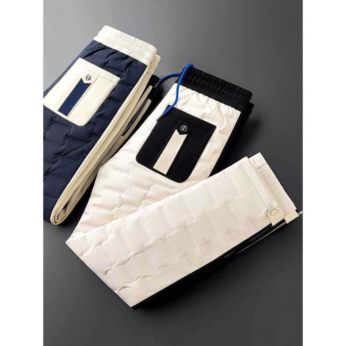 高端拼色加厚羽绒裤男士御寒保暖鸭绒裤冬季外穿高腰深档防风棉裤,淘宝优惠券,粉丝福利购,淘宝优惠卷