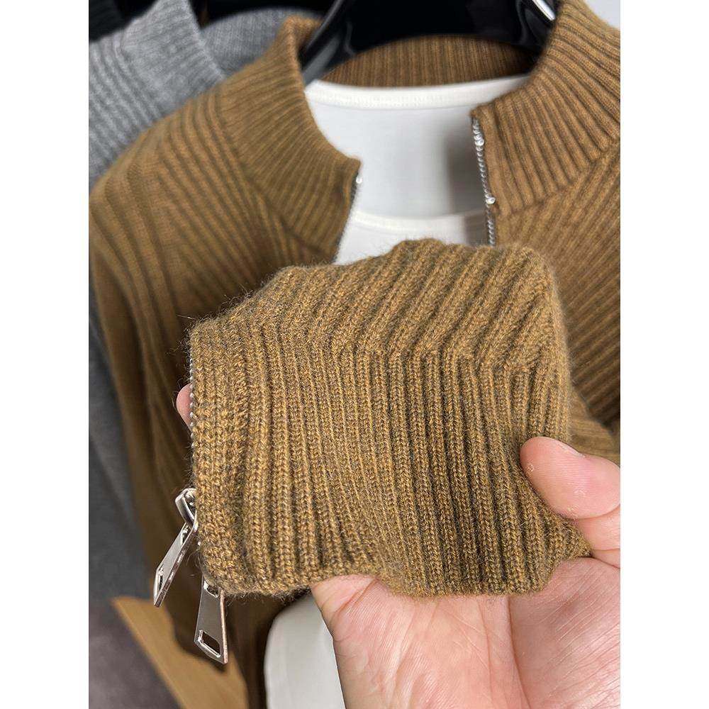 纽花纯色开衫男针织衫秋冬季厚款毛衣外套男立领夹克披肩春装线衣,淘宝优惠券,粉丝福利购,淘宝优惠卷