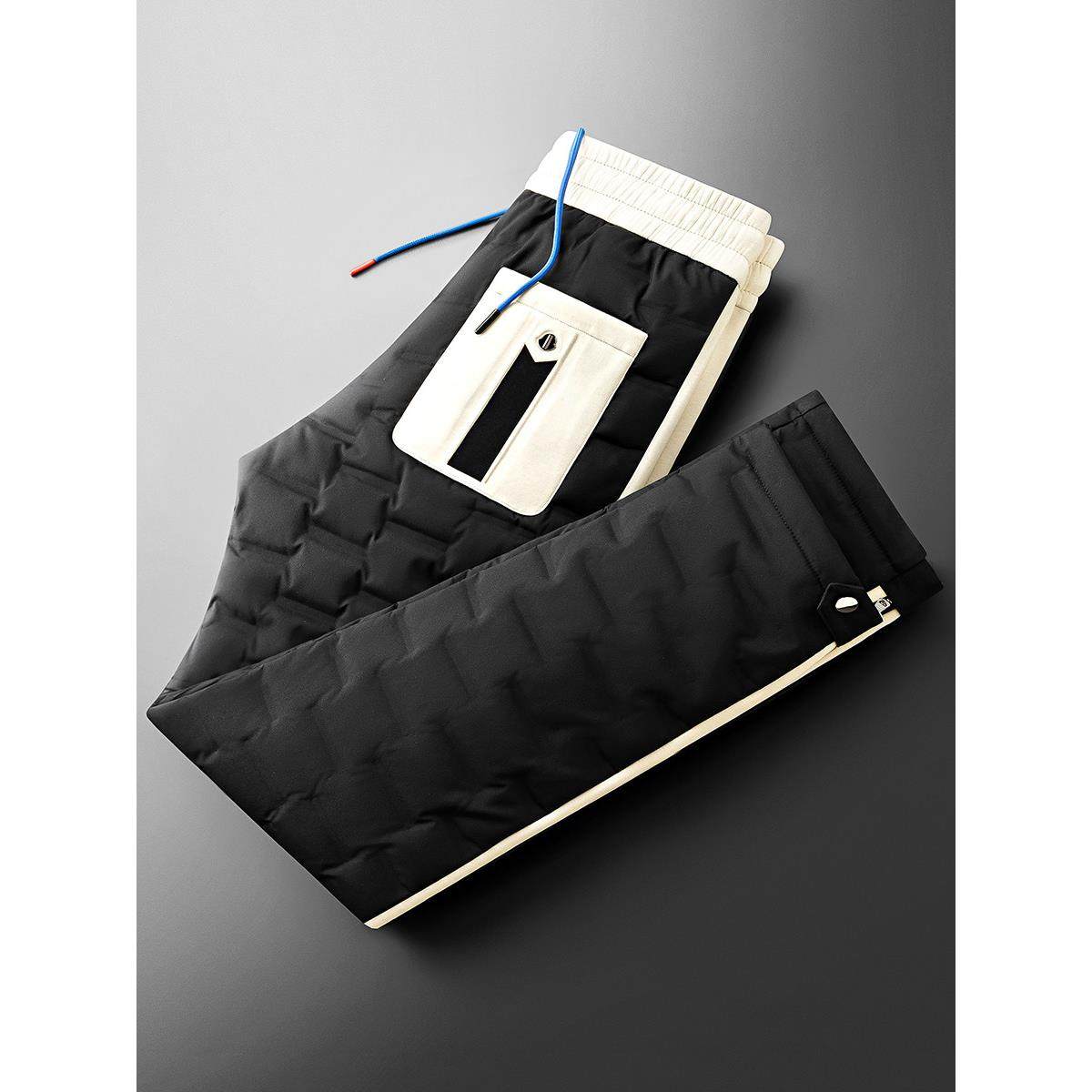 高端拼色加厚羽绒裤男士御寒保暖鸭绒裤冬季外穿高腰深档防风棉裤,淘宝优惠券,粉丝福利购,淘宝优惠卷